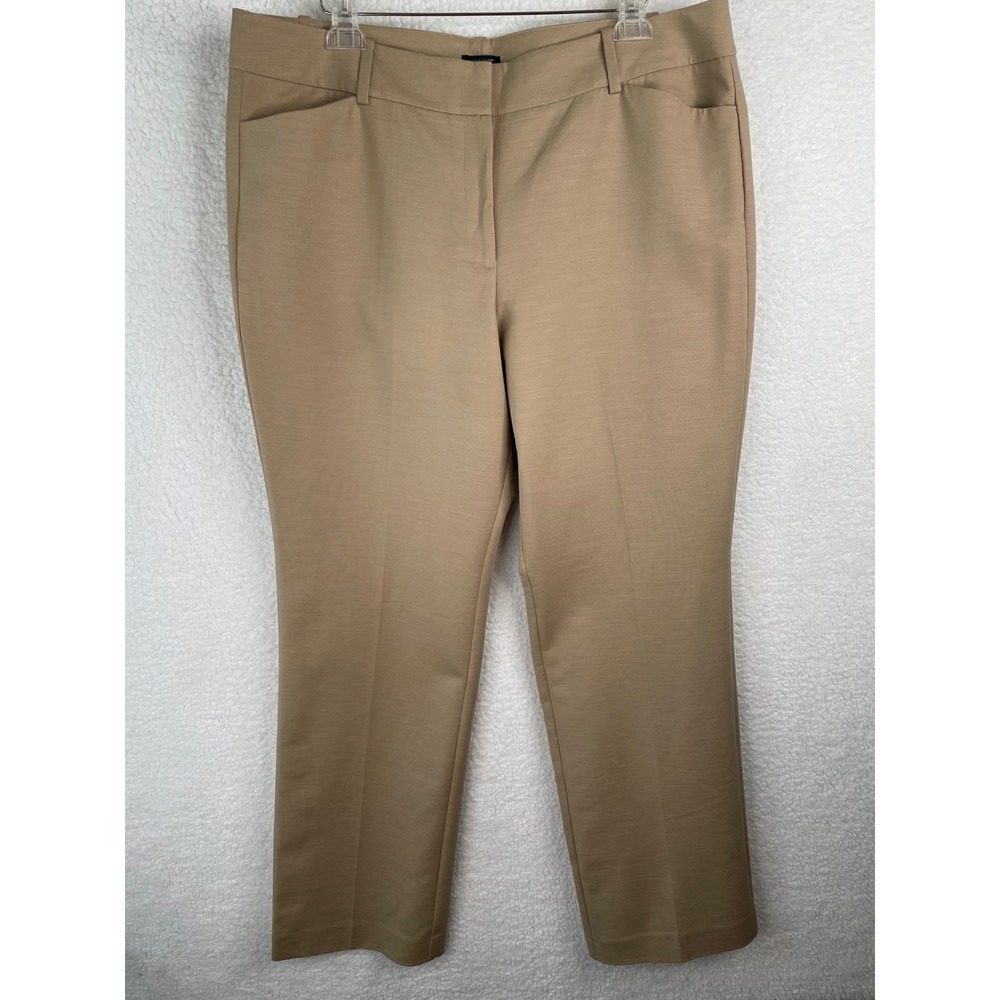 Ann Taylor Signature Tan Textured Straight Leg Dress Pants Women 18 Professional